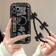 Bracelet Dark POP MART Hirono Case for iPhone 11 Pro 13 15 7Plus 14 12 Pro Max 8 6 6s Case
