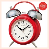 Seiko clock, table clock 02: Red, body size: 17.8×14.2×8.4cm, alarm clock, analog, twin bell, retro KR508R
