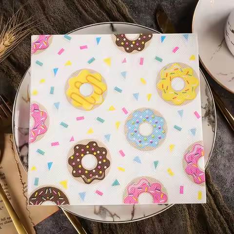 New Colorful Napkins 2Ply Food Grade Printed Paper Napkins Dessert Store Cake Store Donut Printing C