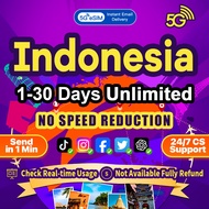 Indonesia eSIM 5G High speed 1-30 days 500MB-15GB Unlimited data Telkomsel/Indosat eSIM Card
