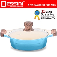 DESSINI ITALY XWSP-28 Die Cast Aluminium Non Stick Casserole Pot Bowl Deep Fry Pan Induction Cookwar