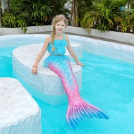 【Hot New Release】 Kids Girls Swimming Mermaid Tail Cosplay Children Halloween Party Swimsuit Monofin