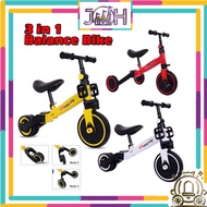 J&amp;H Children's Multifunction Tricycle (3 Wheels) 3-in-1 Children Scooter Balance Bike Ride on Car Non-inflatable