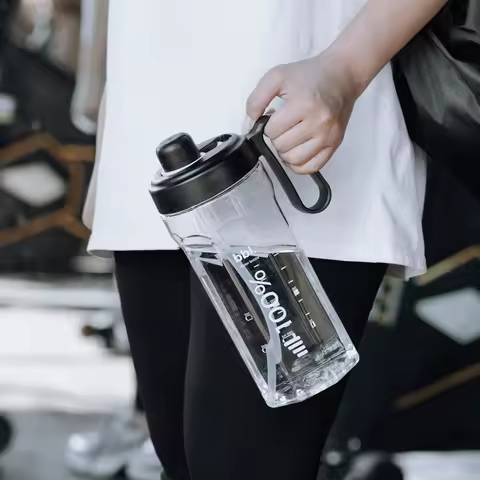 1PC 1500ml/50.7oz Tritan BPA-Free Sports Water Bottle with Straw LeakProof Carry Handle for Women Me