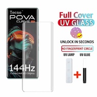 UV Liquid Glue Full Tempered Glass Screen Protector For Tecno Camon 40 30s Spark 20 Pova Curve Phant