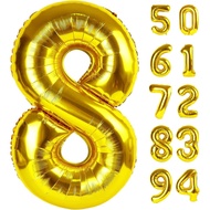 Gold 8 Balloon, Number Balloon 40 Inch, Gold Birthday Decorations, 8 18 28 38 80 Birthday Balloons, 