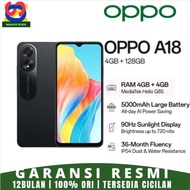 hp baru oppo a18 4/128gb ram upto 8gb garansi resmi 100% original - 4+4/128gb black oppo a18