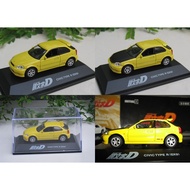 Yodel 1/72 INITIAL D Honda Civic Type R (EK9) 6cm Yellow Diecast Car Model