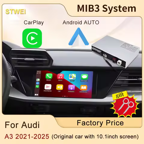 For Audi A3 MIB3 2021-2025 Original car screen 10.1inch Wireless Carplay Android Auto Interface Box 