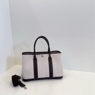 Hermes 愛馬仕 Garden party  GP30 米白拼棕色皮花園包