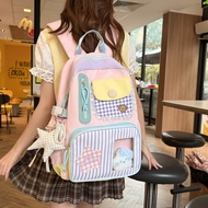 Anime Ita Backpack Kawaii Plaid Ita Backpack for Girls DIY Badge Transparent Backpack Large Capacity