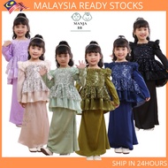 MANJA BB Baju Kurung Budak Perempuan Peplum Cotton Lace Kanak Kanak Baju Raya Baru