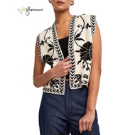 Cowgirl Vest Western Outfit for Women Embroidery Vest Sleeveless Cropped Cardigan Boho Top