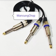 New Kabel Mic/Gitar Jack Akai 6.5 Mono Male To 2 Akai Cabang 3 Meter