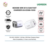 UGREEN NEXODE 65W 2C1A GAN FAST CHARGER (WHITE) UG-CD306-15335 100-240V~50/60Hz 1.8A Max - USB-C1