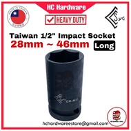 SYG 1/2" 28mm ~ 46 mm Sq.Dr 6PT Long Deep Impact Socket, Air Tool Socket, Impact Wrench socket,impac