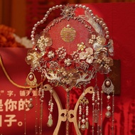 Red Red Bridal Group Fan diy Material Package Heavy Industry Wedding Double-Sided Group Fan Finished