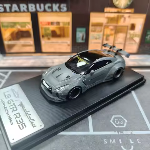 MC 1:64 Grey LB GTR R35 Racing Sports Model Diecast Metal Car Collection