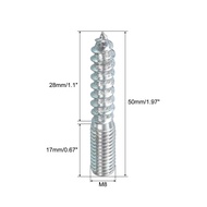【♚】16/24/36pcs Self-Tapping Screw M6 M8 M10 Hanger Bolts Length Double Headed Bolts Wood Joint Furni