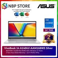 Asus VivoBook 14 A1404V-AAM171WS 14'' FHD Laptop Transparent Silver ( I7-1355U, 8GB, 512GB SSD, Inte