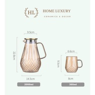 Golden Borosilicate Glass Water Bottle 2 Liter | High quality anti-heat shock gold glass bottle, cap