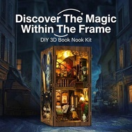 DIY 3D Book Nook Kit Starry Night Wooden Dollhouse Puzzle | Kit Book Nook 3D DIY Rumah Patung
