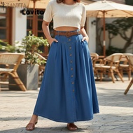 Lovito Women's Plus Size Curve Casual Solid Button Skirt LNL83250