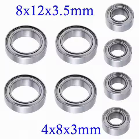 8Pcs Ball Bearings 4x8x3 8x12x3.5 For HSP E18 WLtoys A949 A959 A969 A979 A959-B A949-33 A949 1/18 RC