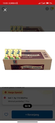 SUSU ULTRA MILK KECIL 125 ml 1 dus Ultra Jaya Susu Coklat Ultra Milk