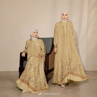 Ventedaily - Emyra Gamis Dress for Young Mothers, Pleated Floral Motif, Nursing Friendly