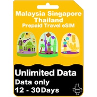 【eSIM】 Thailand Singapore Malaysia Unlimited High Speed data eSIM 【12 - 30 days】