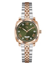 Guess Collection-Swiss Mvt  P Silver  Rose Gold PVD case  bclt  Green di-Women-Watches-Green