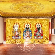Wall Mural Sticker Three Pure Portrait Taoist Temple Buddha Hall Zen Room Wall Paper Decorative Wall