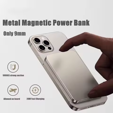 10000mAh Metal Magnetic Power Bank Fast Charging For Magsafe Wireless Portable External Battery Powe