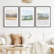 Psalm 23 91 121 Scripture Wall Art Bible Verse Poster Poppy Field Impressionism Monet Print Canvas P