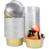50 Pieces Mini Disposable Aluminum Foil Lamy Kings with Lid 5 oz (about 141.7g), Aluminum Foil Round