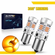 AUXITO 2Pcs 7440 W21W BA15S BAU15S 1156 LED Canbus Mentol Lampu Isyarat Giliran Amber Tiada Denyar H