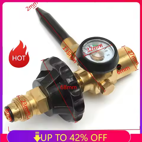 145*135mm Brass Helium Latex Balloon Inflator Regulator With Pressure Gauge For G5/8 Tank Valves Pre
