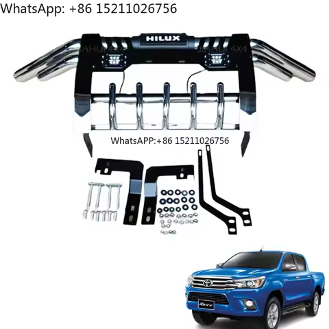 For Toyota HILUX REVO 2015-2020 Pickup 4x4 Accessories Stainless Steel Nudge Bar Grille Bars with Le