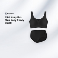 Kozy Bra + Panty Black Bra Wanita Seamless Tanpa Pengait Cd Wanita