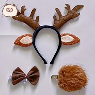 Deer Ears Costume Reindeer Ears Headband Tail, Fawn Deer Antlers Halloween Accessories Costume for W