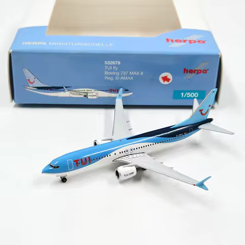 herpa Diecast Alloy 1:500 Scale Boeing 737 Max 8 532679 Passenger Airplane Model For Display Collect