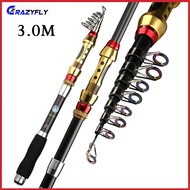 Crazyfly Telescopic Fishing Rod Carbon Fiber Travel Spinning Pole Reel Fishs Tackle 1.8/2.1/2.4/2.7/