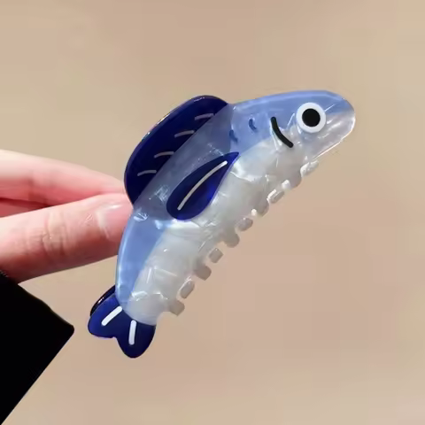 1pc New creative ocean sardine clip hair clip cute texture shark clip ponytail clip hair ornaments f