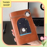 A6 Leather Notebook with Replaceable Paper Cover, A6 Classic Vintage Notebook with 6 Hole Cuffs, Exq