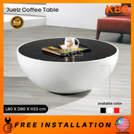 (FREE Installation+Shipping) KBS Juelz White High Gloss Lacquered Round Coffee Table with Black Temp