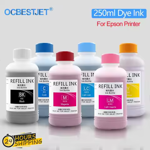 6colors 250ml Dye Ink For Epson L210 L392 L800 L805 L1300 L1800 P50 XP320 PX660 PX700W 1390 1400 141