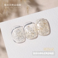 Ready Stock GAOY Ice Transparent Color Aurora Shell Mica Gel Nail Polish Glitter Nail Gel Nail Art 新