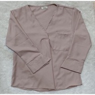 Blouse Korean Style Gangnam Long Sleeve Blouse Shakilla Twill