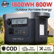 Portable Power Station 800W 1800Wh Pure Sine Wave 220V Output Emergency Backup Battery Powerbank